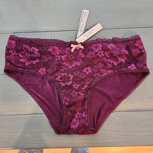 Victoria Secret Women's Burgundy Lace Front Hiphugger Panty Underwear Size Small